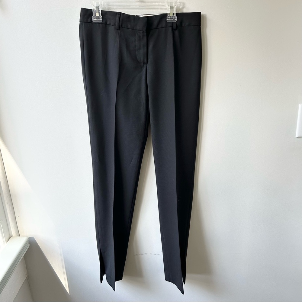 Theory black wool women’s low rise dress pants with ankle vent